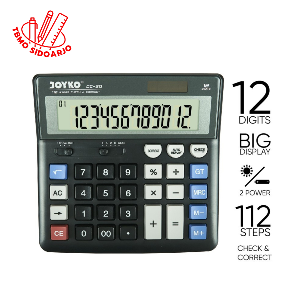 

TBMO Calculator / Kalkulator Joyko CC-30 / 12 Digits / Check Correct