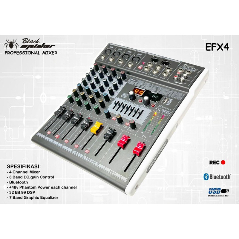 Blackspider Mixer 4 channel Reverb 99 DSP Mixer Black Spider Mixer 8 ch Mixer BlackSpider EFX4 Bluto