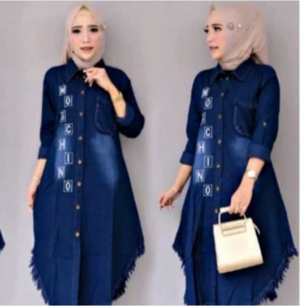 Tunik Bahan Jeans Mosin Full Kancing
