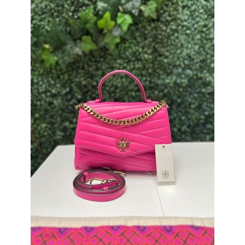 kira chevron top handle crazy pink