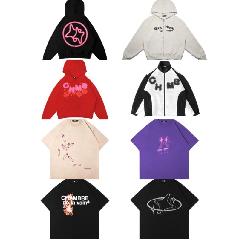 CHMB HOODIE IGNATION BOMB | ZIP HOODIE MISTY | HOODIE BOXY CARD SYMBOL RED | SAFETY PIN TEE | TRACKT