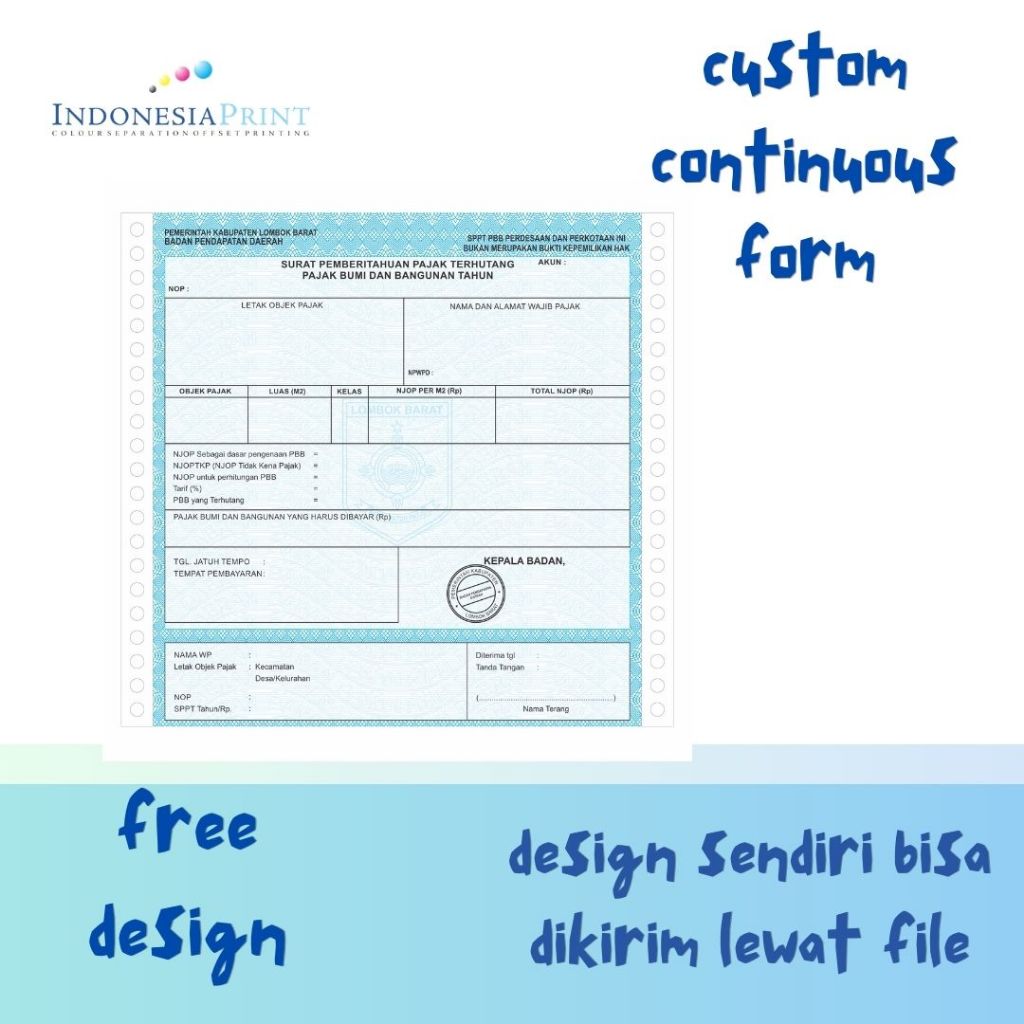 

CETAK CONTINUOUS FORM MURAH BISA CUSTOM FREE DESIGN MATARAM LOMBOK