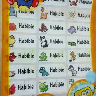 

Label nama anti air stiker waterproof Animal