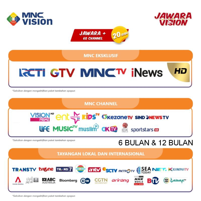 DY Paket jawara & jawara+ mnc vision Jawara Top tv oktv jawara Vision