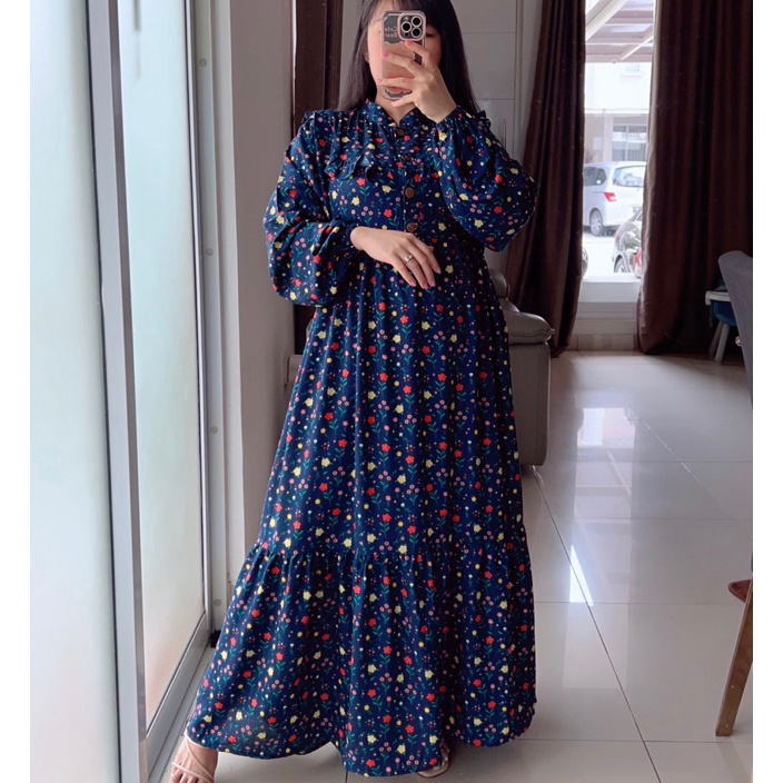 CLOVER part 1 Dress Gamis Muslim Lengan Panjang Bumil Busui Frienldy Resleting Depan Tangan Karet Da