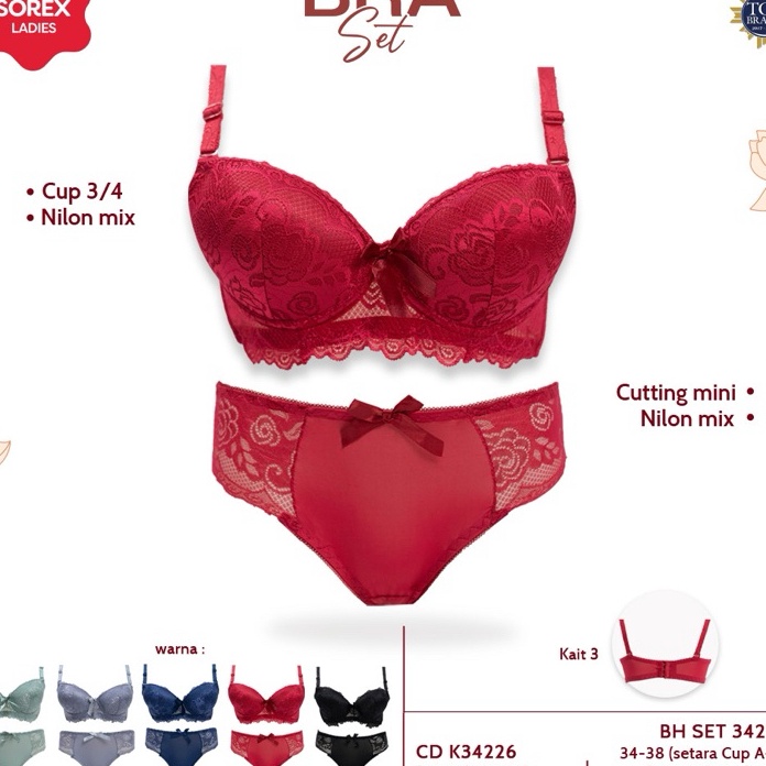 Terbaru Bh set  Bra setelan  Cd SOREX 34226 Pakai kawat dan busa sedang