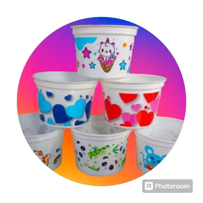 cup plastik 100 ml printing tanpa tutup tanpa sendok