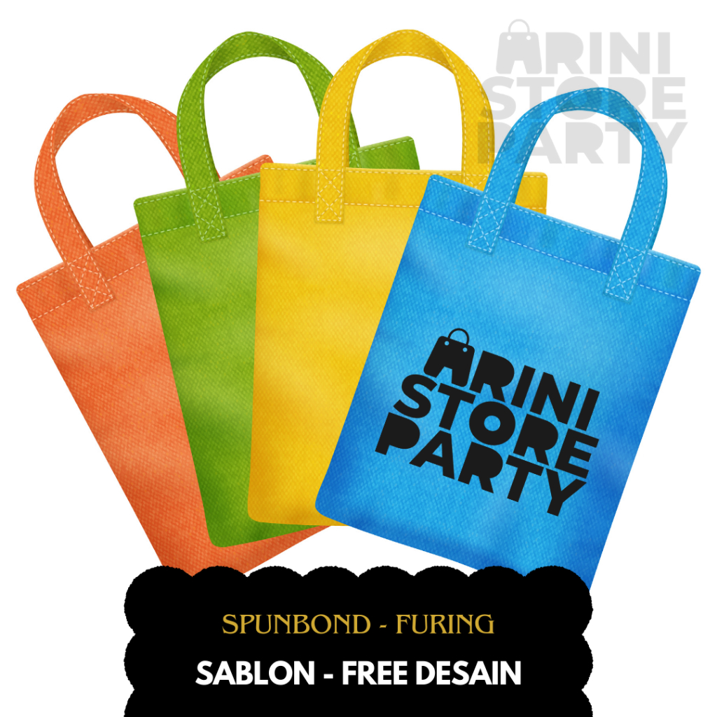 

SABLON Tas Spunbond Goodiebag Murah Ready Stock Handel Lipat Samping FREE DESAIN