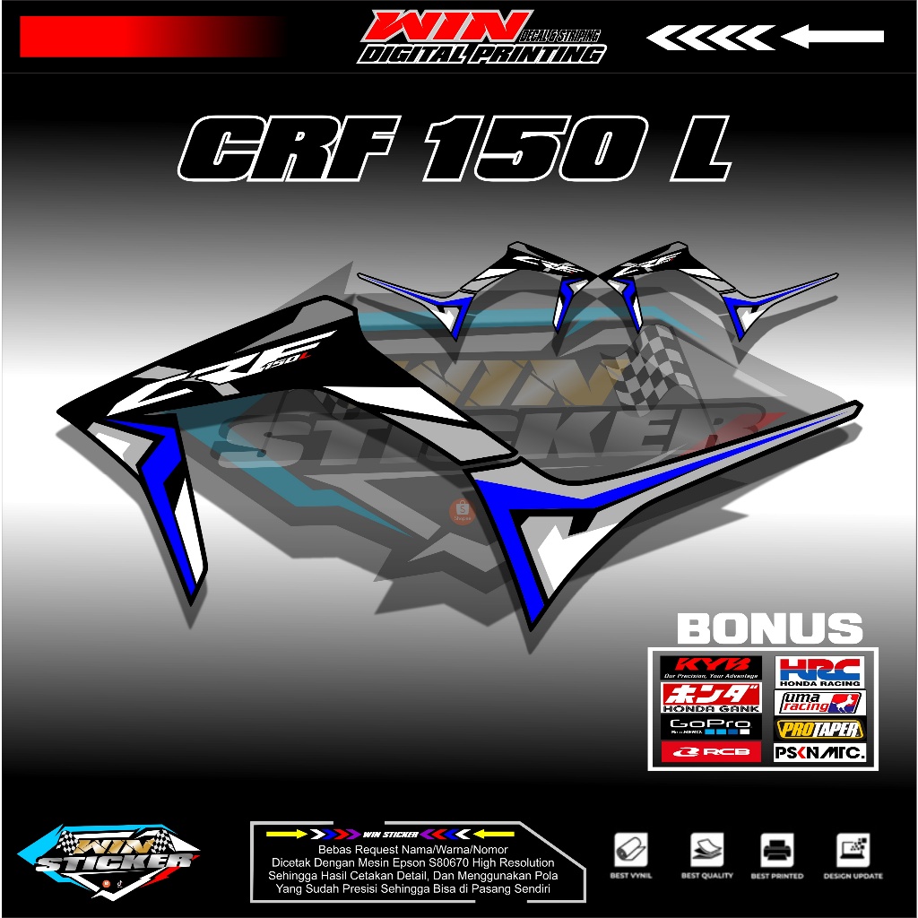 STRIPING VARIASI CRF 150 L / STIKER MOTOR CRF 150 L SUPERMOTO