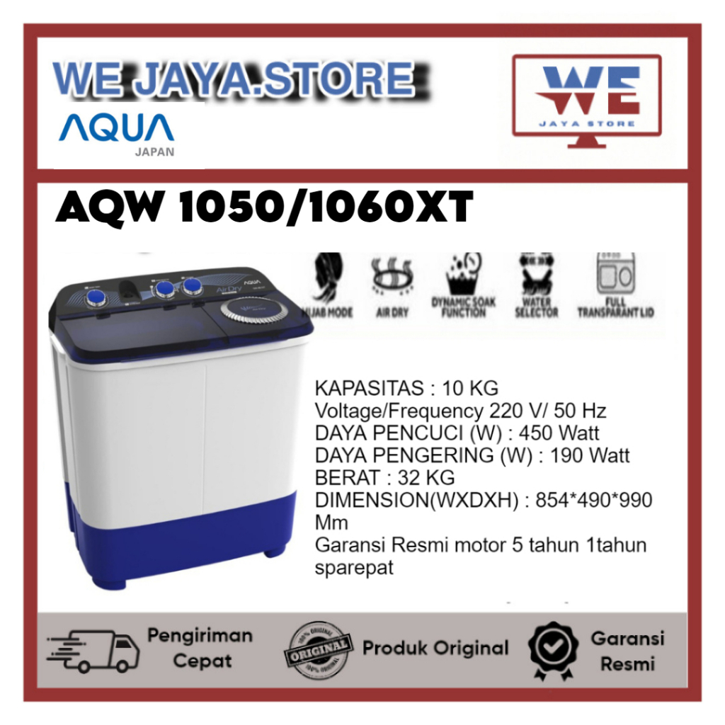 MESIN CUCI AQUA 2 TABUNG 1050XT/1060XT 10KG