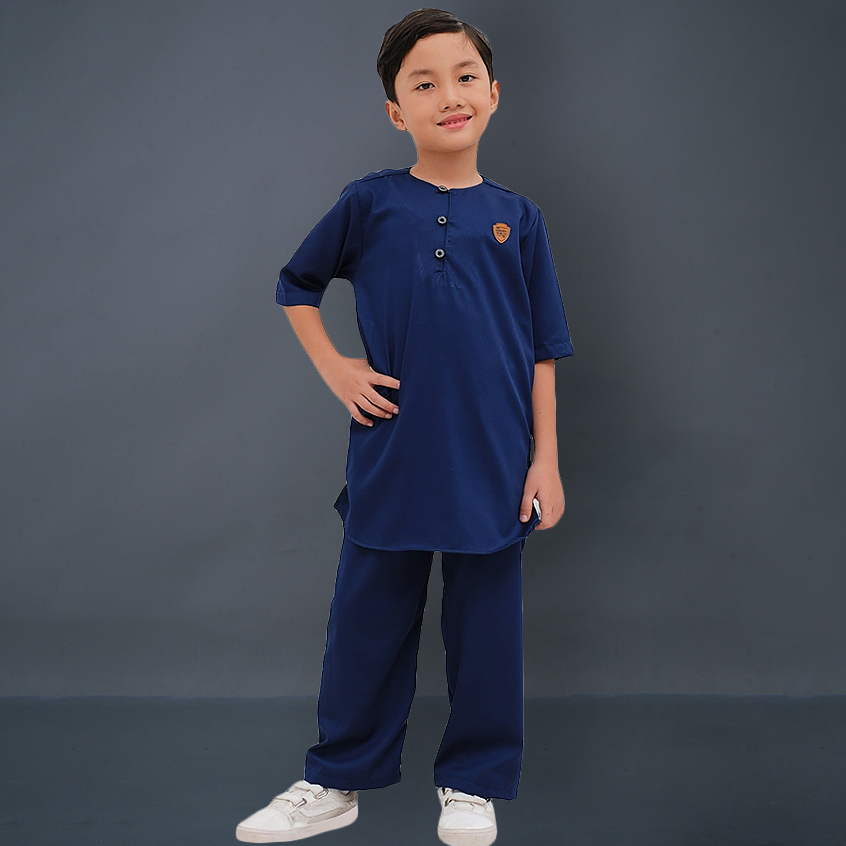 Kawan Muslim - Setelan Koko Anak Laki Laki Usia 1 Sampai 12 Tahun Baju Muslim Anak Lengan Pendek Premium Bahan Katun-NAVY