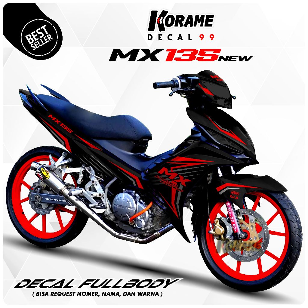 Decal Stiker Motor MX New 135 Full body - Stiker Jupiter Mx 135 New Matrixlane Limited Hitam Merah