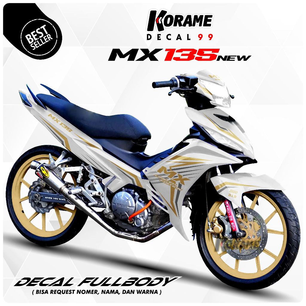 Decal Stiker Fullbody Jupiter MX New 135 - Matrixlane Limited Putih Gold
