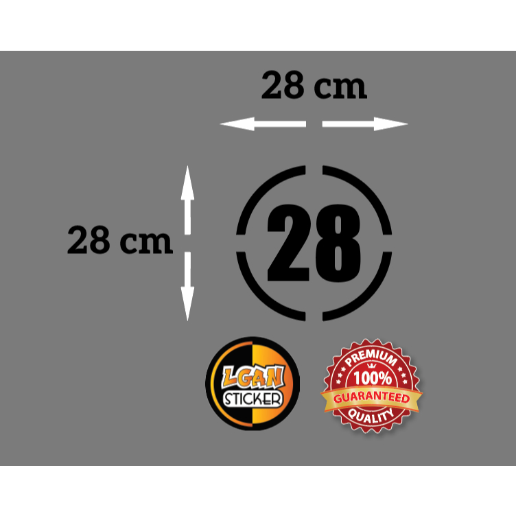 

Stiker Angka Model Bulat Strip Bahan Oracal Ukuran Diameter 28 cm