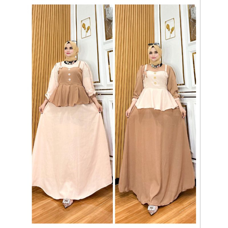 gamis tiara ala korea resleting blakang