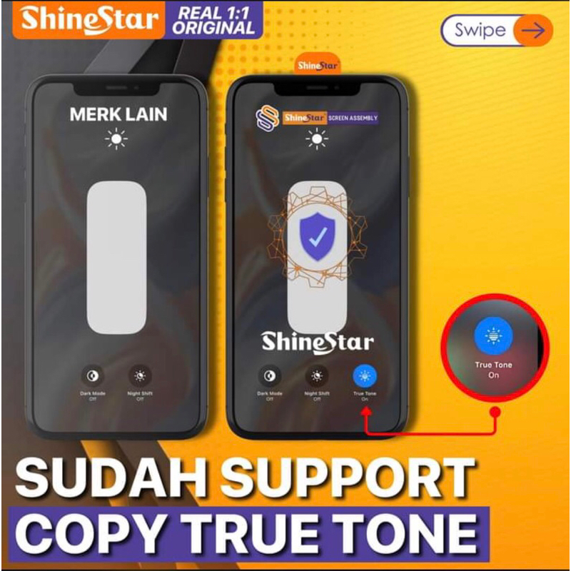 ( Shinestar ) LCD FULLSET IPHONE X Support Ganti IC AMOLED Original Shinestar Support Copy Truetone