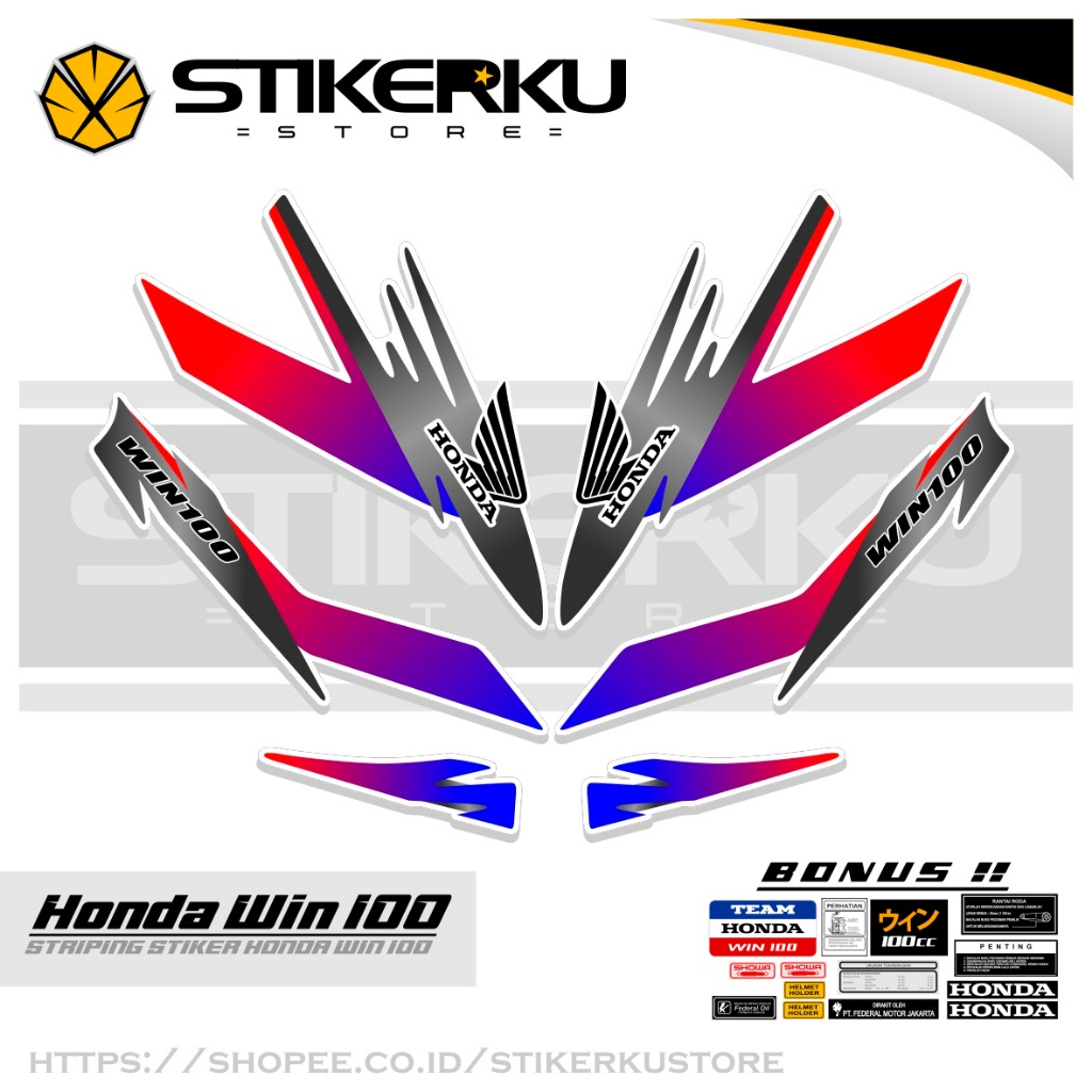 STRIPING HONDA WIN / MOTIF 108 / STICKER WIN 100 / STIKER VARIASI WIN 100 VIRAL / STIKERKUSTORE