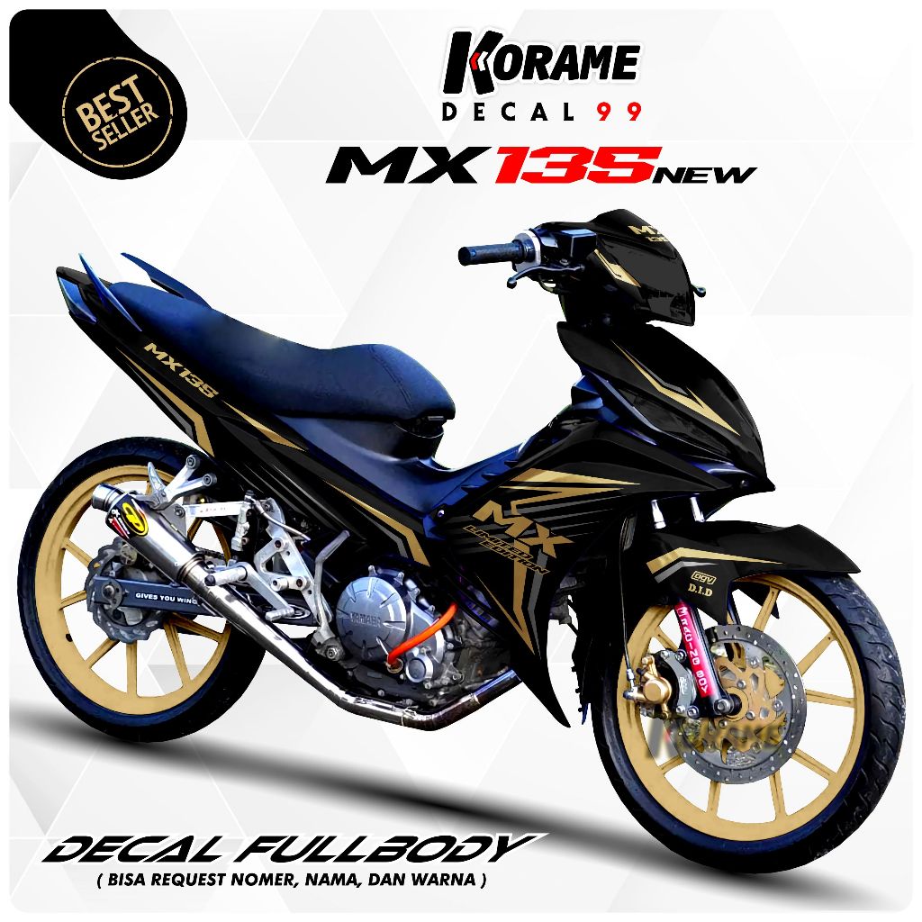 Decal Stiker Fullbody Jupiter MX New 135 - Matrixlane Limited Hitam Gold
