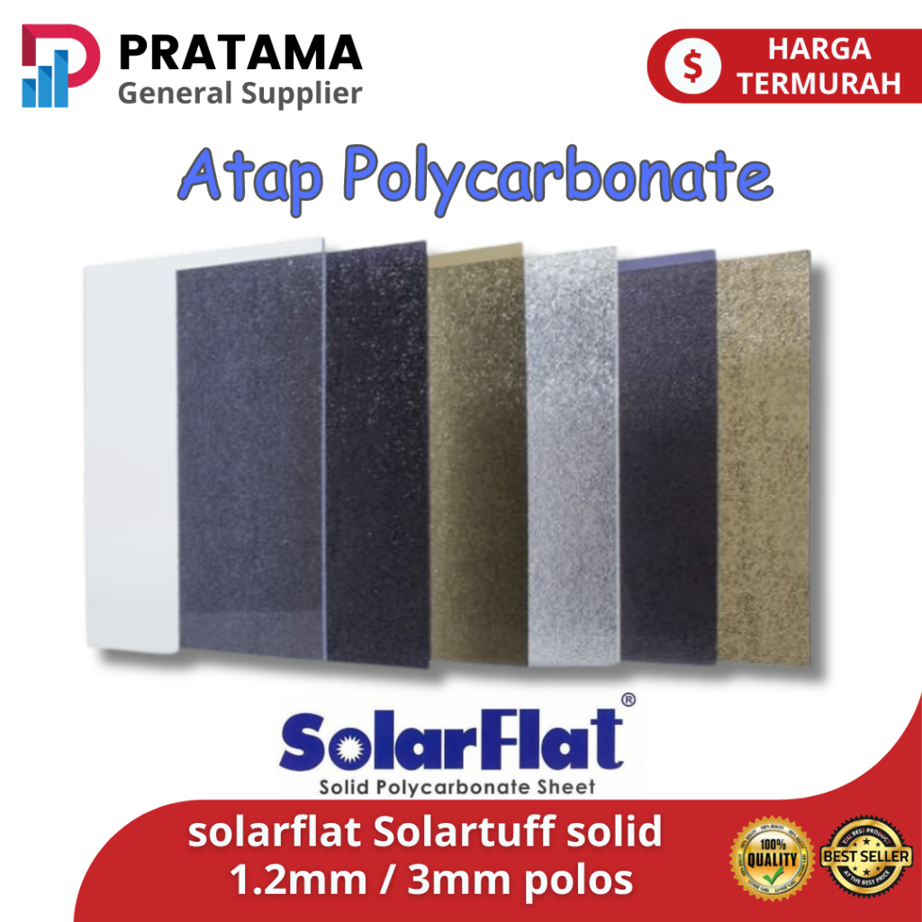 atap polycarbonat tembus cahaya solarflat atap Solartuff solid 1.2mm / 3mm polos | surabaya