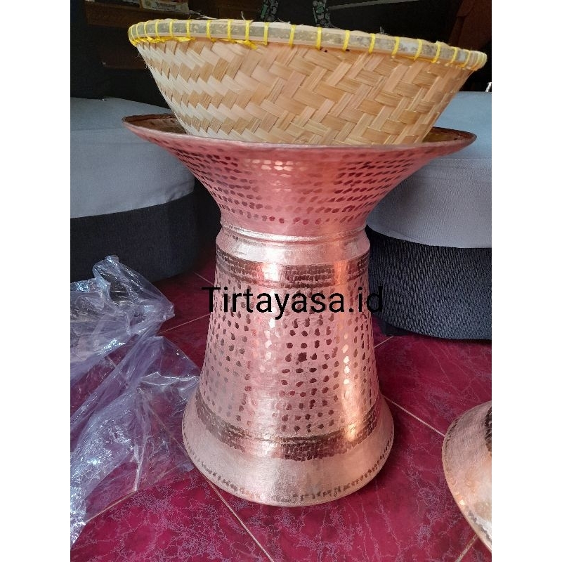 Seeng tembaga asli & kukusan bambu uk 34x39