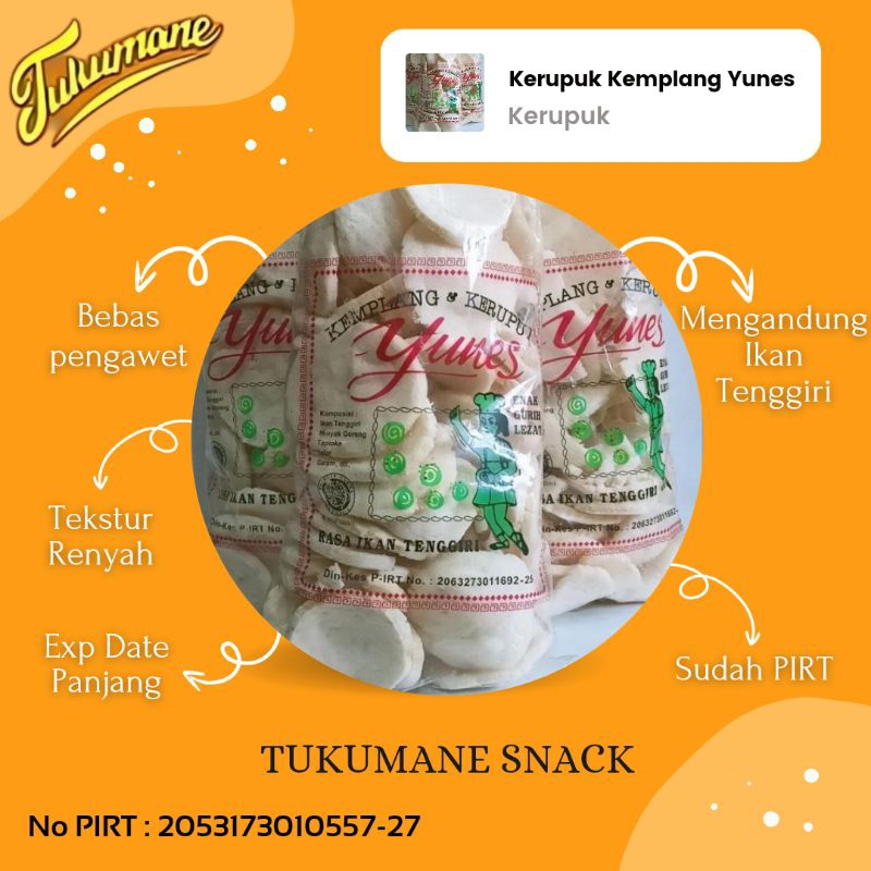 

Kerupuk Krupuk Kemplang Yunes Rasa Ikan Tenggiri 1/4 Kg