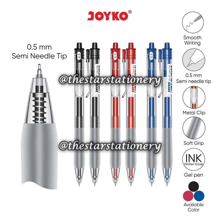 

(1 Pak Isi 12 Biji) GROSIR Bolpen JOYKO GP-379 / Gel Pen Pulpen Pena Joyko GP-379 Zokuri Gel 0.5 mm (1 Pak/12)