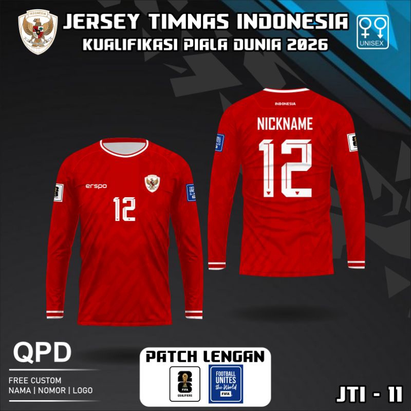 Jersey Timnas U23 lengan panjang jersey TIMNAS INDONESIA KUALIFIKASI