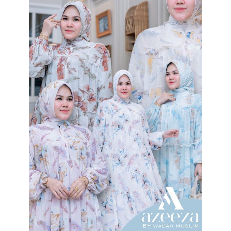 (p1a) AZEEZA HILYA  Baju Dress Gamis Set Hijab Wanita Muslimah Hilya Dress By Azeeza By Wadah Muslim