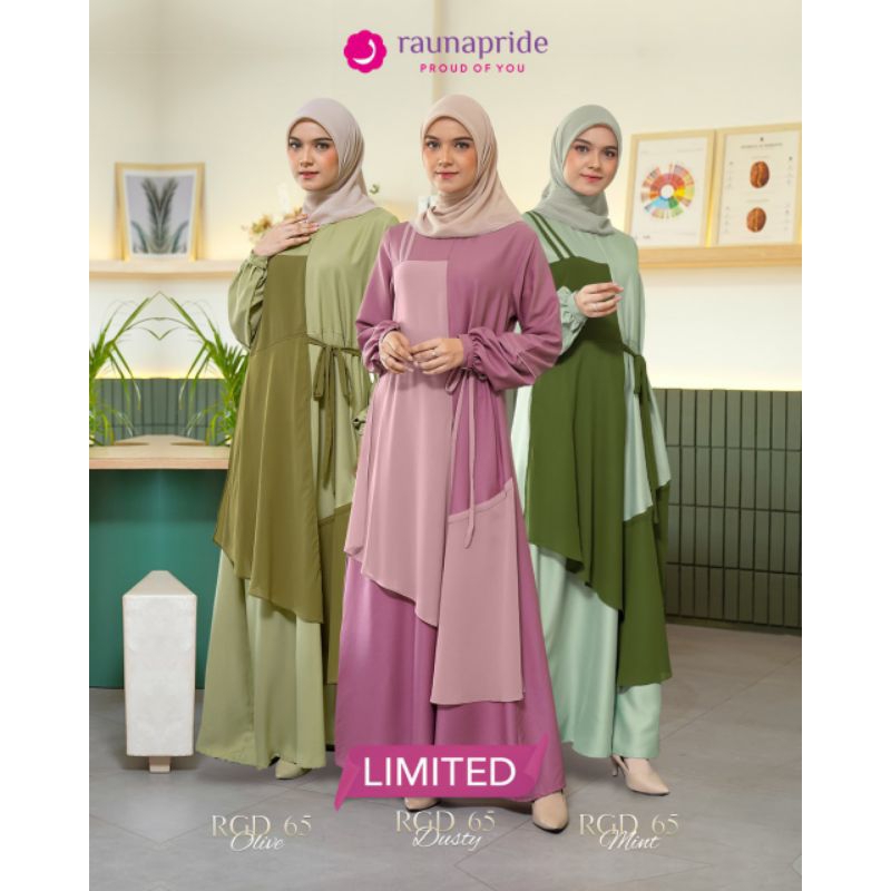 ❤️pusatgamis_jatim❤️GAMIS WANITA RGD 65 BY RAUNA PRIDE TERBARU SIMPLE ELEGAN FOR DAILY / DRESS KONDA