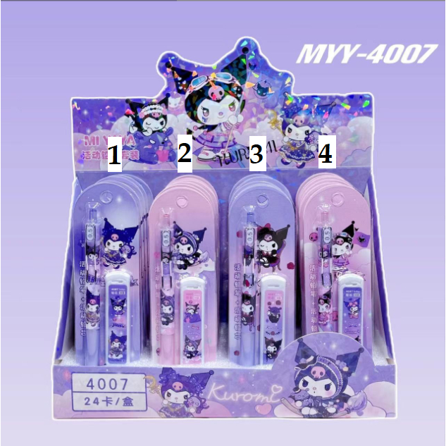 

Pensil cetek mekanik dgn refill isi HB sanrio kuromi mechanical pencil