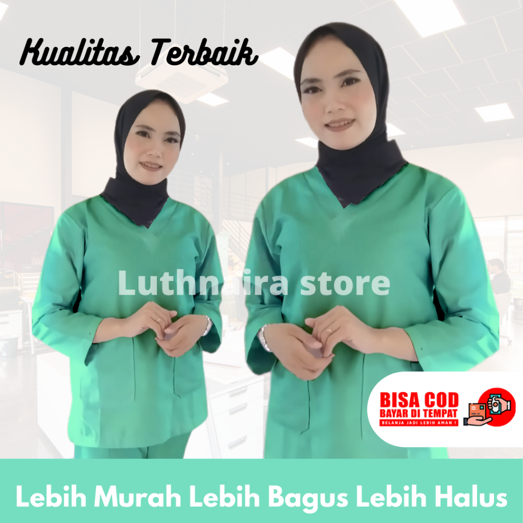 Seragam oka / baju perawat / baju medis / lengan pendek dan lengan panjang size S M L XL bisa COD