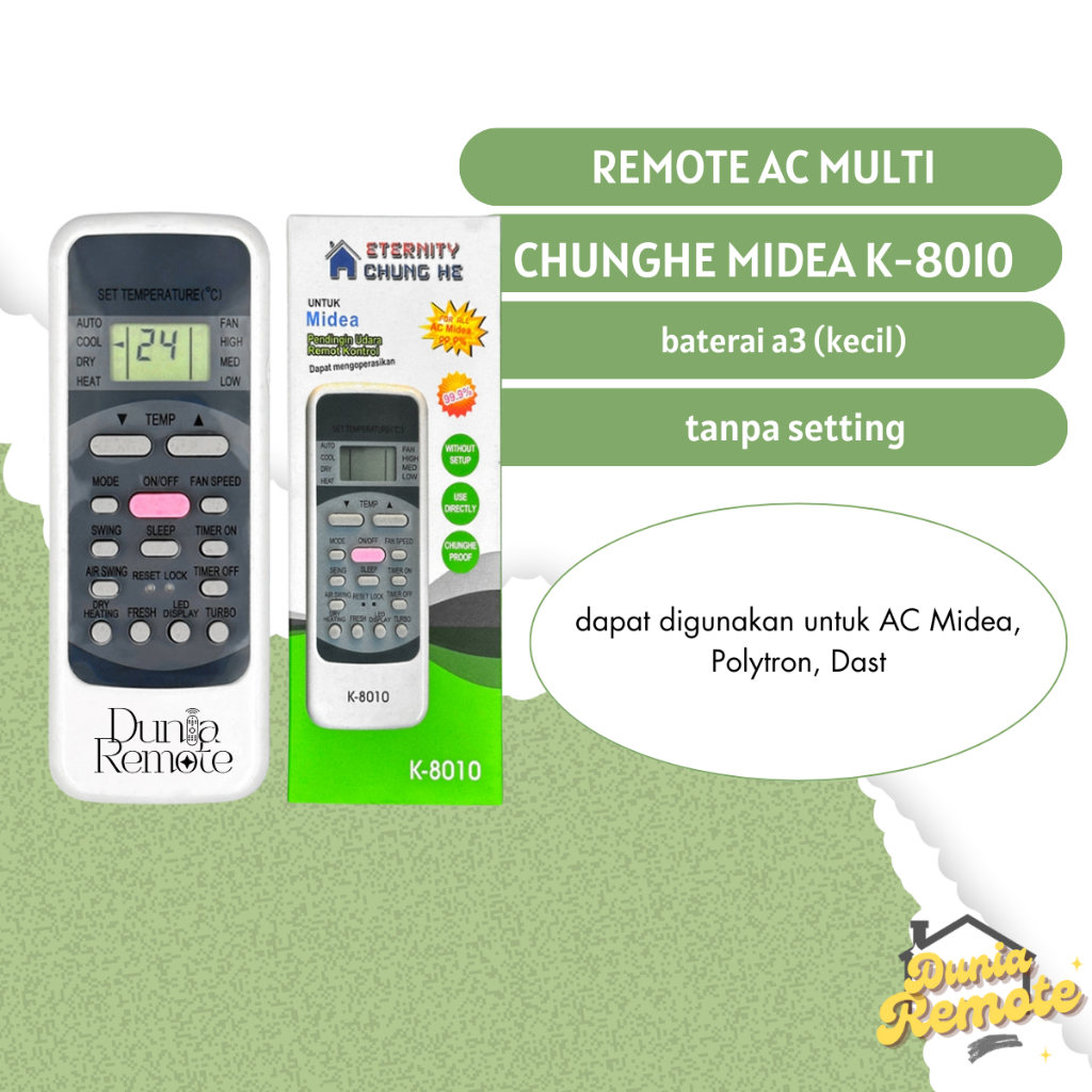 Remot Remote AC Midea Dast Denpoo R51M Multi Universal / Remote AC Midea Multi Universal K-8010