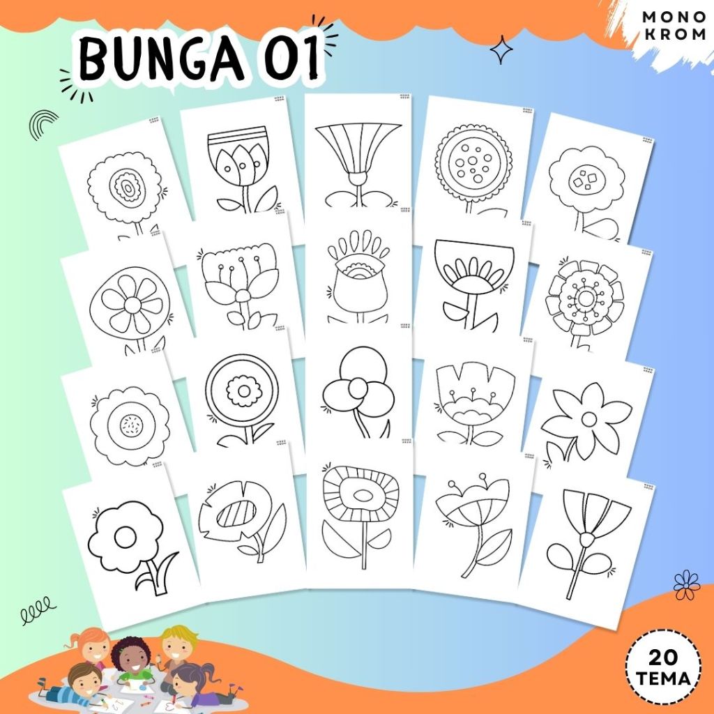 

Kertas Gambar Mewarnai - Coloring Page - Bunga 01