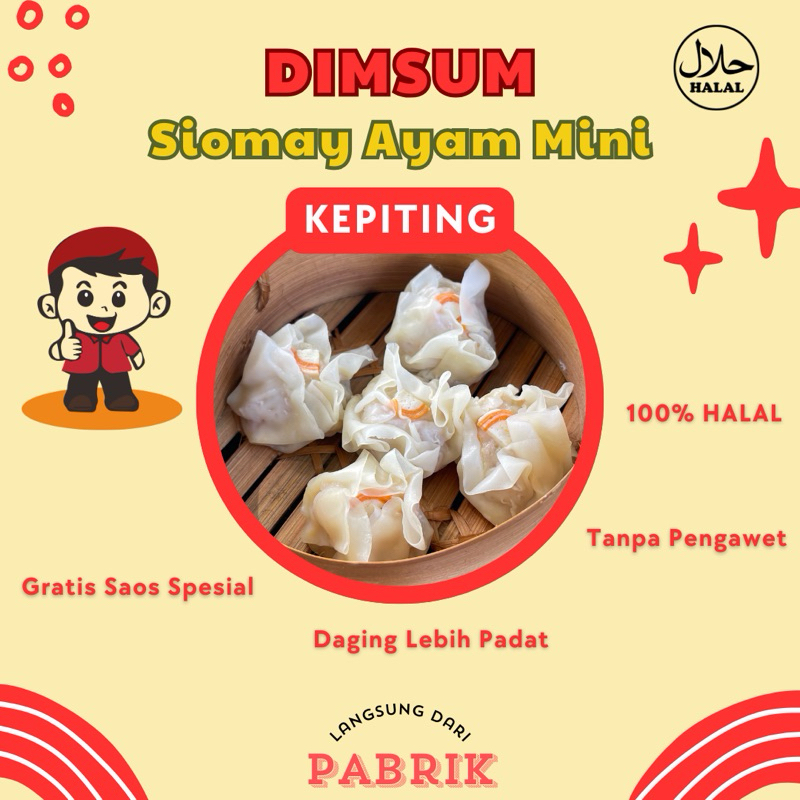 

JURAGAN DIMSUM 1001 - Siomay Ayam Mini Crab Kepiting Halal Enak Murah Ekonomis Premium Produksi Sendiri Tanpa Pengawet Kemasan Vakum Frozen Harga Pabrik Daging Ayam Lebih Banyak