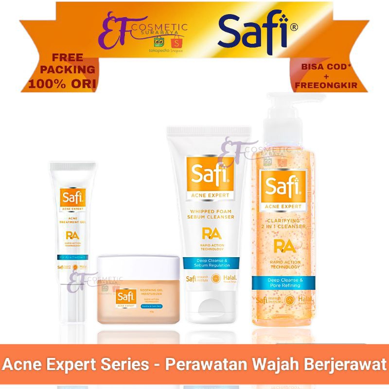 SAFI Acne Expert Solution Paket/Satuan | Whipped Foam | 2in1 Cleanser | Toner Fluid | Treatment Gel 