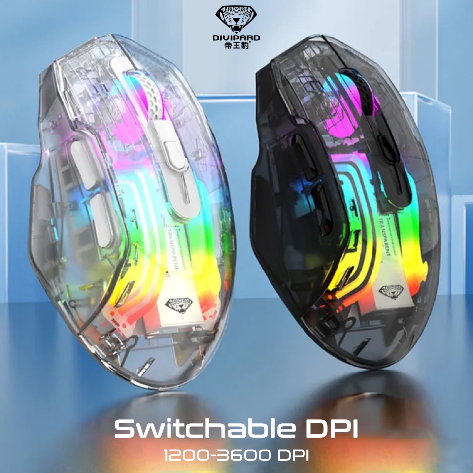 KODE R7Q7 Mouse Wireless Gaming Plus Bluetooth Charging Silent 24Ghz 7 Color RGB Divipard Q19