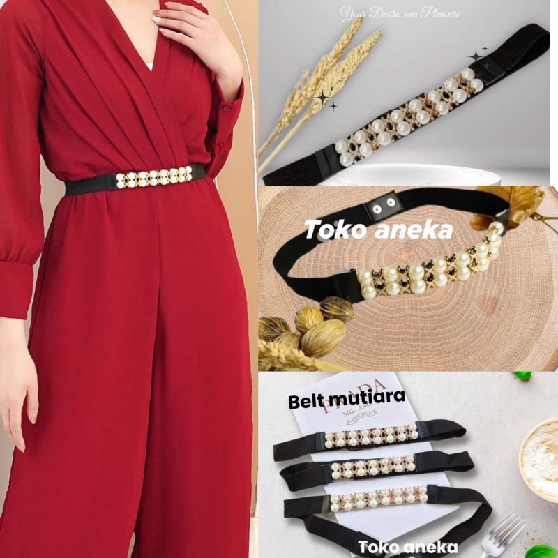AKSESORIS BELT PERL MUTIARA KARET / BELT GAUN PESTA
