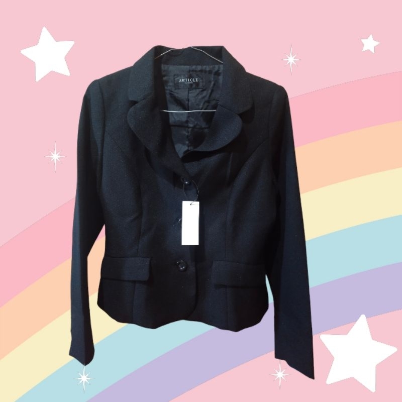 Blazer Hitam Crop Semi Tweed