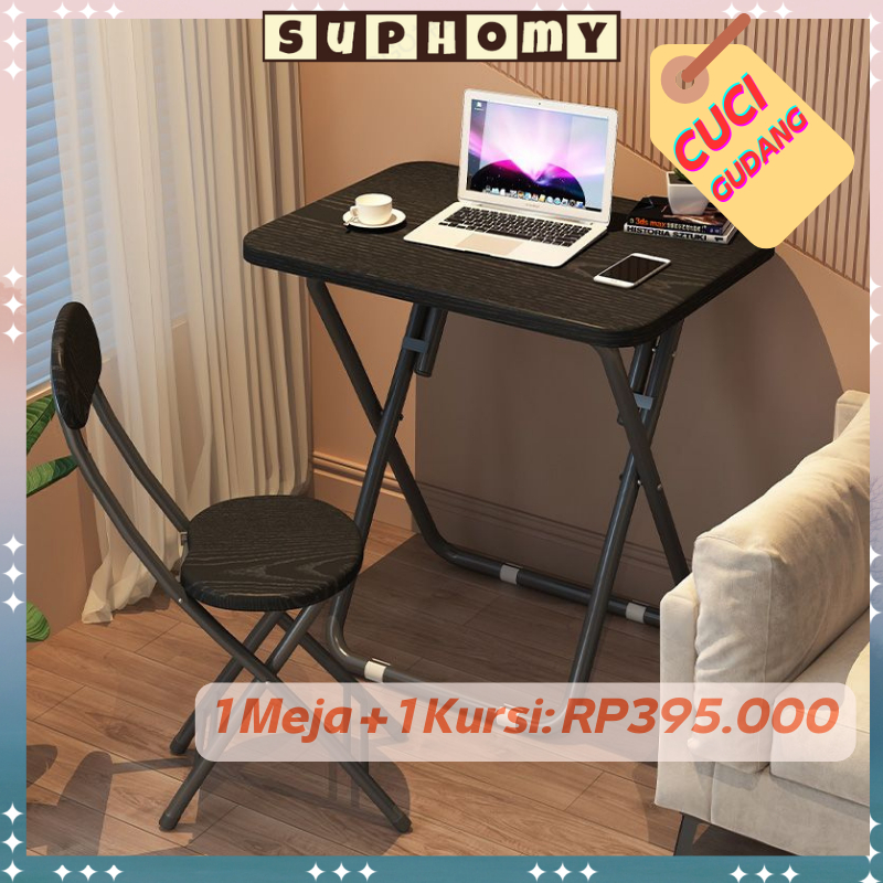COD MEJA LIPAT KAKI SILANG kayu besi meja laptop portable meja makan cafe bazar kursi lipat adjustab