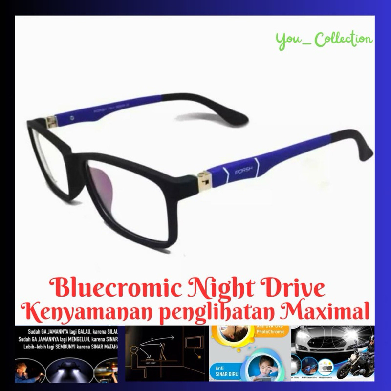 BLUECROMIC DRIVE-Kacamata Bluecromic Drive | Photocromic Blueray Antiradiasi | Kacamata Flexible Len