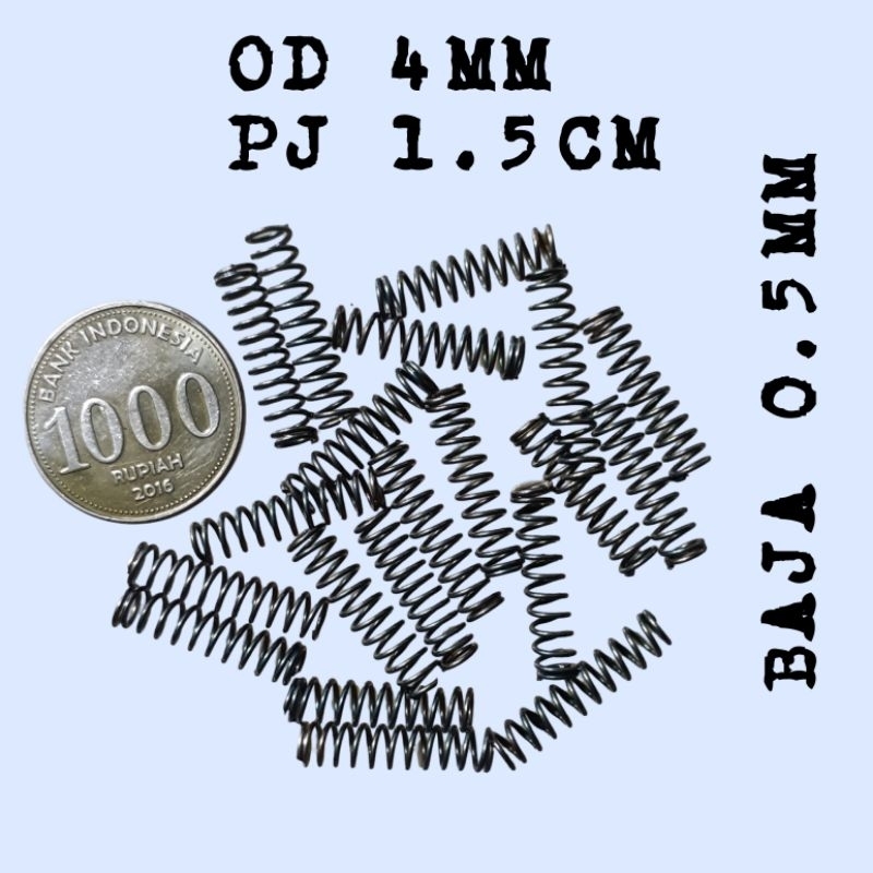 Per Pegas Tekan OD 4mm PJ 1.5cm Baja 0.5mm