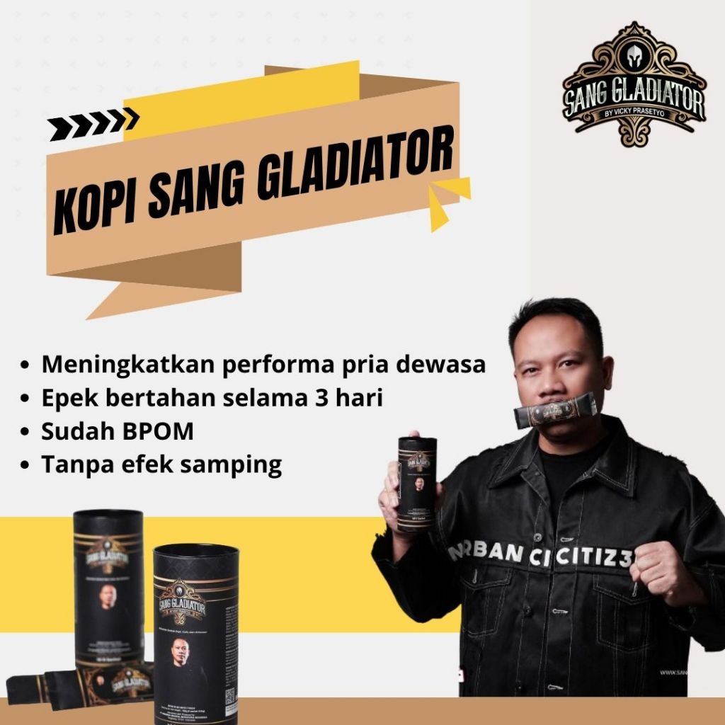 

Sang Gladiator Kopi Vicky Prasetyo Original BPOM Bersertifikasi Hallal
