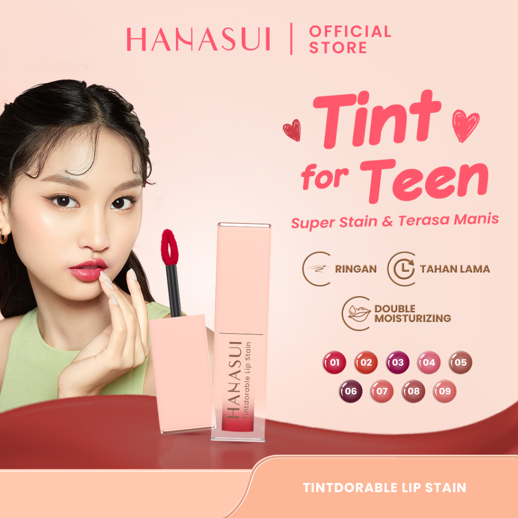 Hanasui Tintdorable Lip Stain - Lip Tint Melembapkan Transferproof Tahan Lama Natural Formula Ringan
