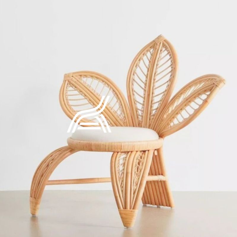 KURSI SANTAI TERAS TAMU ROTAN MODEL DAUN BUNGA PATRICK GRATIS BANTALAN DUDUK