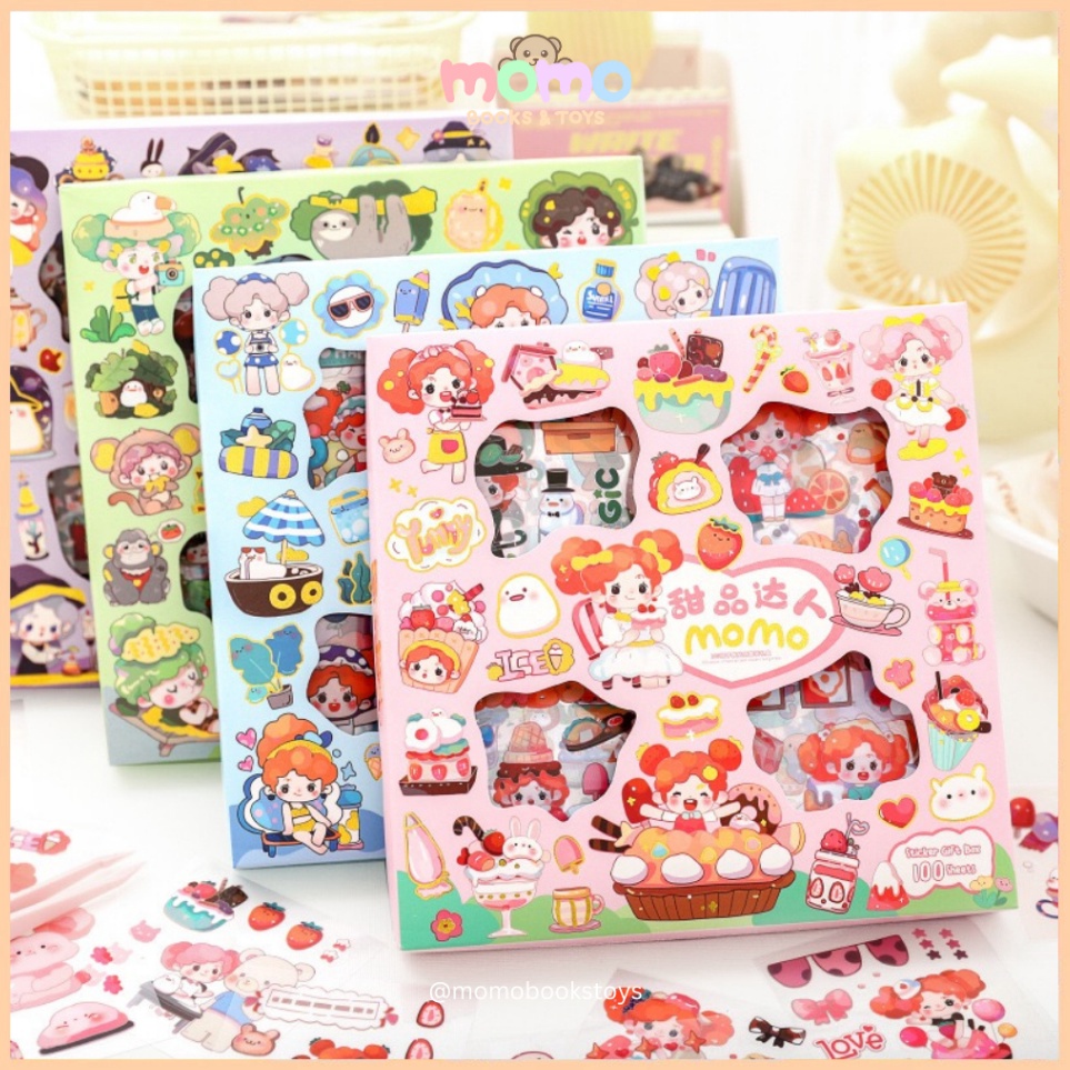 Banyak Promo  MOMO Stiker 1 Lembar MOMO Lucu Telado Mixue Kartun Korea Sticker 1pcs Aesthetic PET An