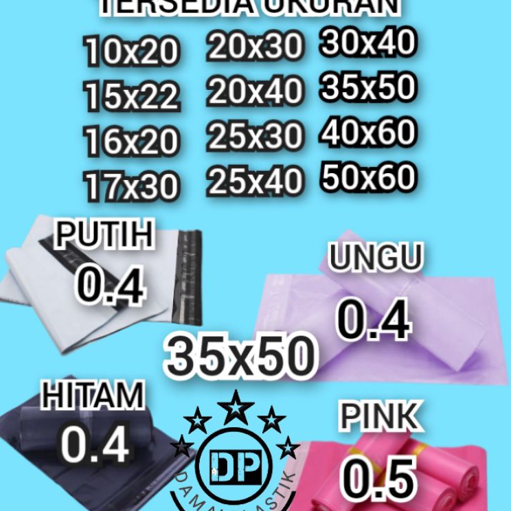 

Produk Kantong Plastik Packing HD PE 35x5CM Olshop Polymailer Hitam Putih Pink 35x5 Amplop ungu 32x45