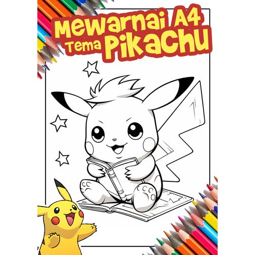 

mewarnai kertas a4 tema pikachu