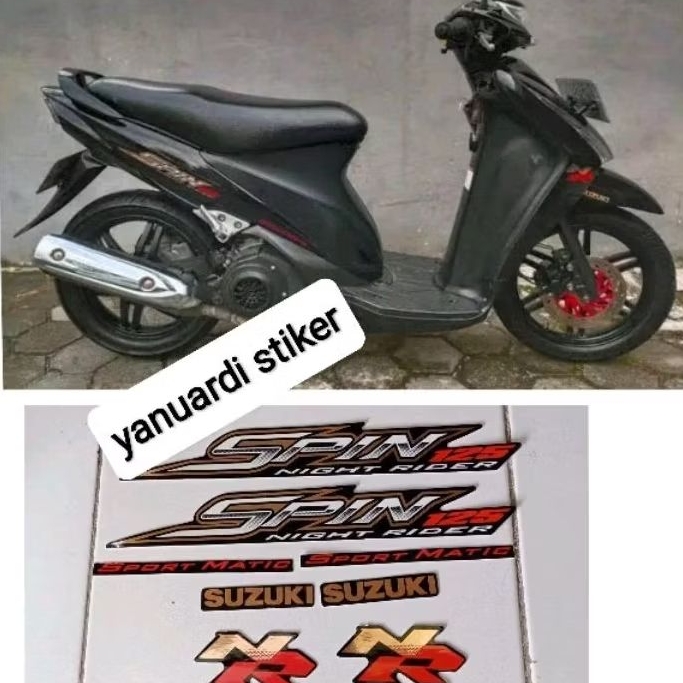 STRIPING LIST STIKER SPIN 125 NR 1 HITAM NIGHT GOLD RIDER SPIN 125 nr