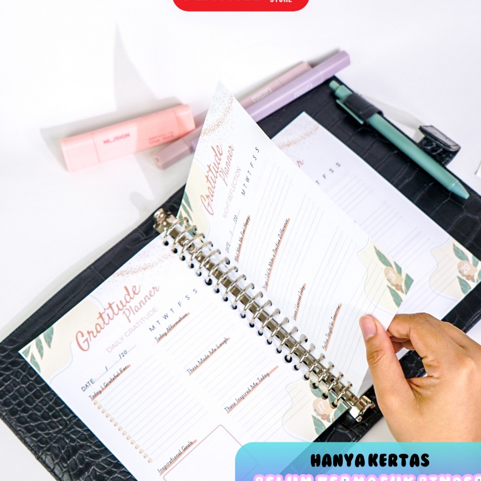 

Kreatif Flashee Loose Leaf Binder Gratitude Planner A5 HVS 1 Gsm Kes Planner Binder B5 Refill Binder Loose Leaf