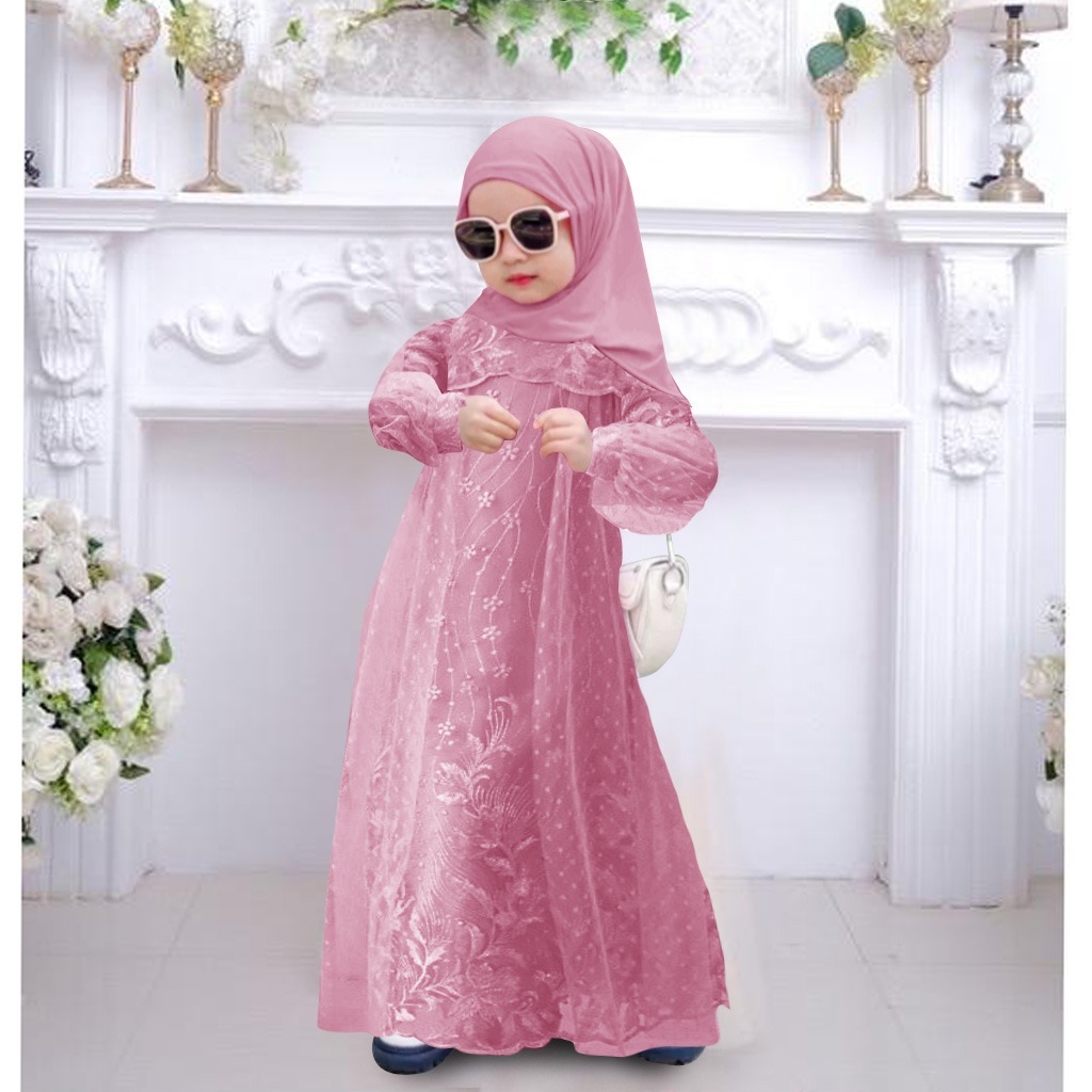 maxi gamis vina kids / gaun anak perempuan / dress anak perempuan / gamis brokat anak perempuan / ba